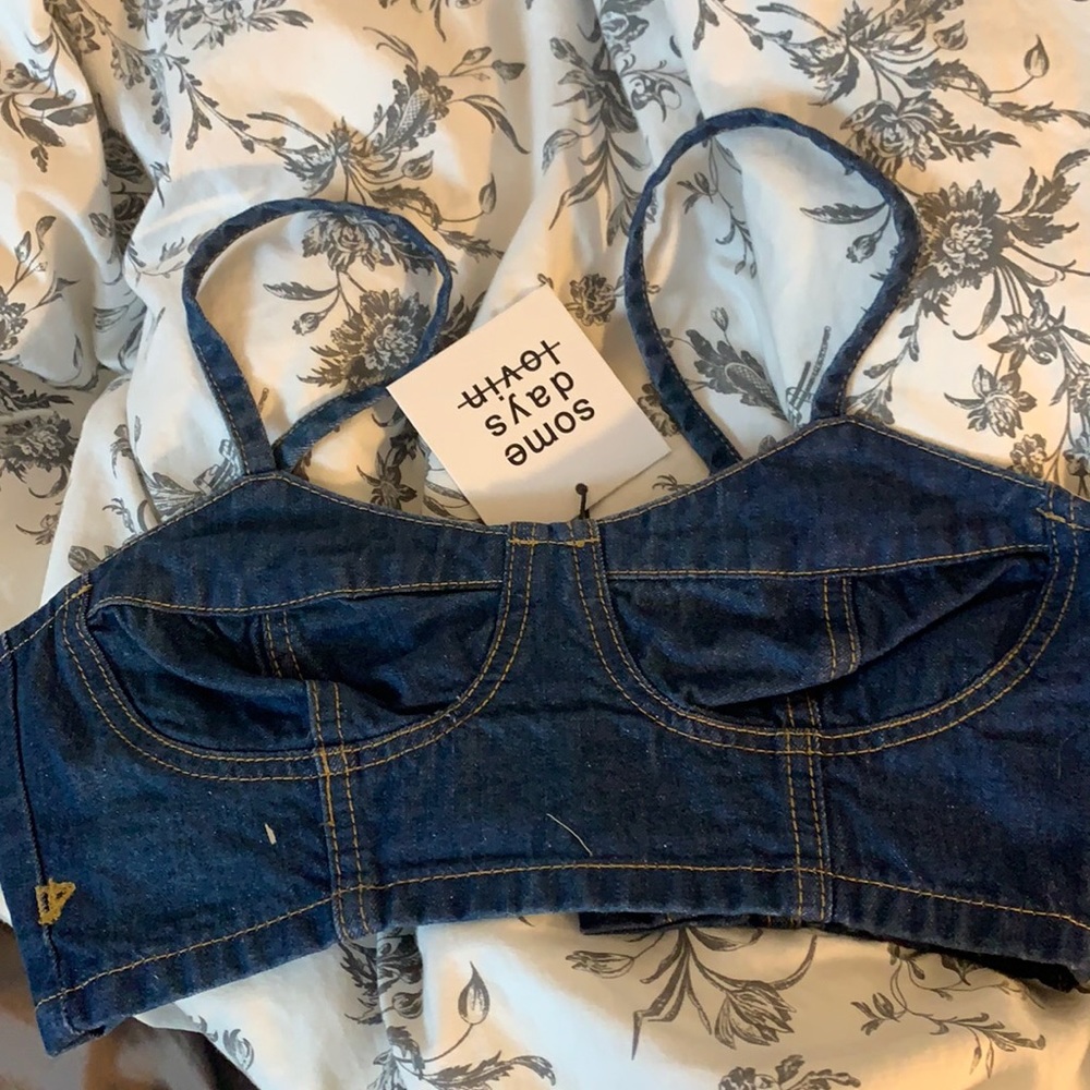 Denim cropped corset top